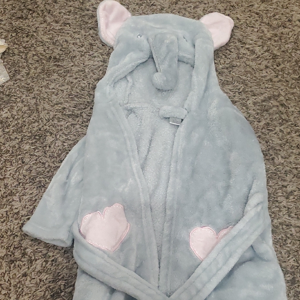 Snuggly Kids Robe with Ears - Soft Blue and Pink